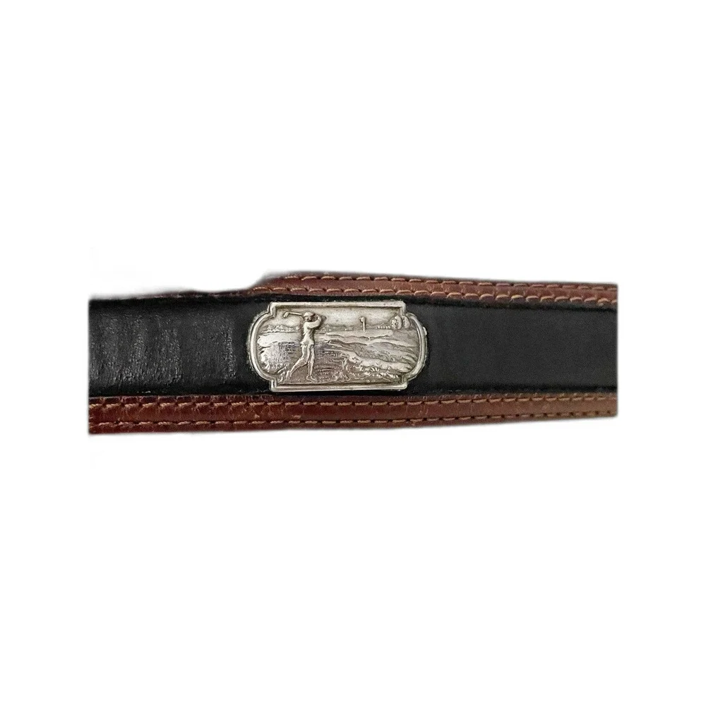 Onyx By Brighton Brown and Black Leather Silver Medallions Golf Swing Belt Sz 36